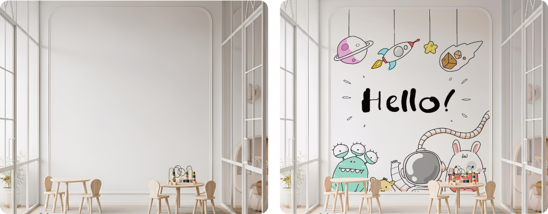 Kids Classroom Wall Art | Space-Themed Plaster Mural